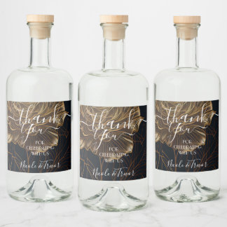 Étiquettes Pour Bouteilles De Liqueur Noms personnalisés Fleur Art Déco Or Noir