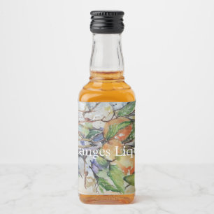 Étiquettes Pour Bouteilles De Liqueur Oranges dans l'arbre. Aquarelle