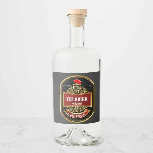 Étiquettes Pour Bouteilles De Liqueur Oui, boire (Devant)