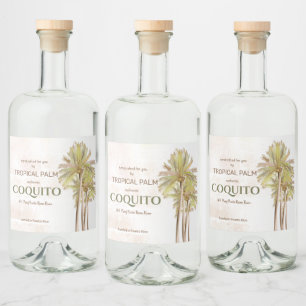 Étiquettes Pour Bouteilles De Liqueur Palme tropicale Coquito Coconut