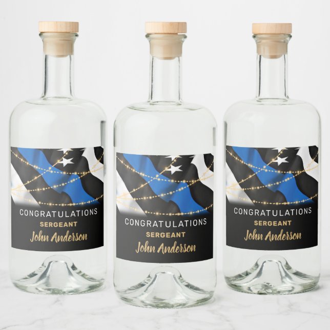 Étiquettes Pour Bouteilles De Liqueur Parti de retraite de la police de la Ligne Bleue m (Bouteilles)