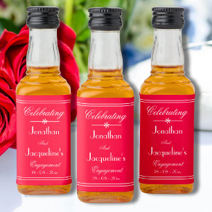 Étiquettes Pour Bouteilles De Liqueur Partie d'engagement Favoriser Script élégant rouge