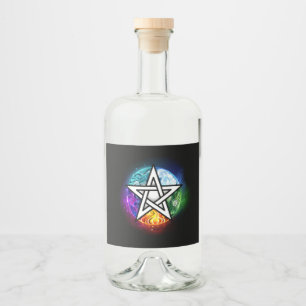 Étiquettes Pour Bouteilles De Liqueur pentagramme du Wiccan