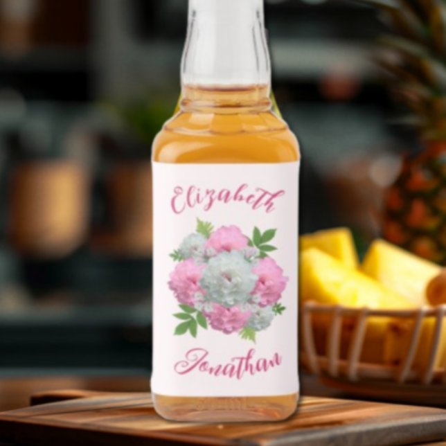 Étiquettes Pour Bouteilles De Liqueur Peony Bouquet Mariage (Créateur téléchargé)