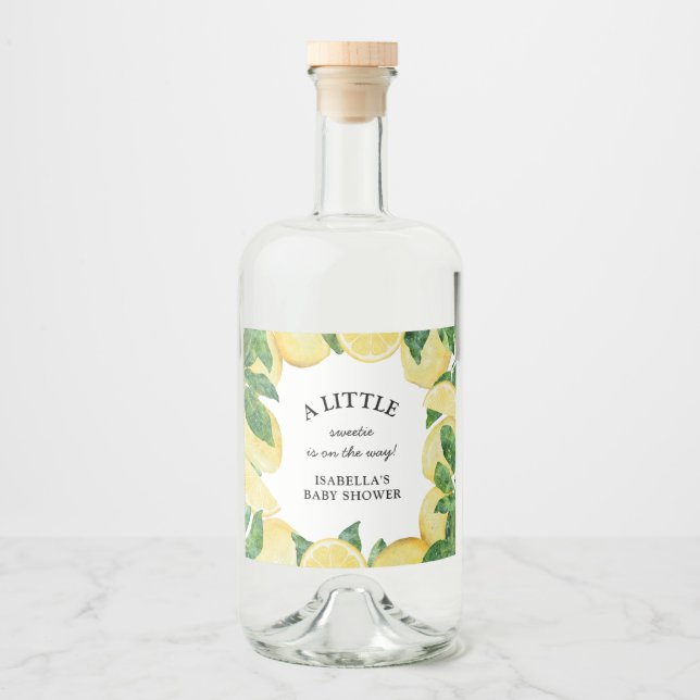 Étiquettes Pour Bouteilles De Liqueur Petit Baby shower de citron doux (Devant)