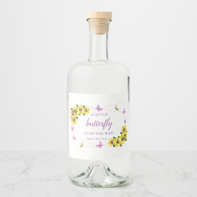 Étiquettes Pour Bouteilles De Liqueur Petit Baby shower papillon (Devant)