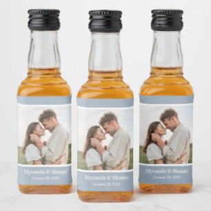 Étiquettes Pour Bouteilles De Liqueur Photo Engagement Party Dusty Blue
