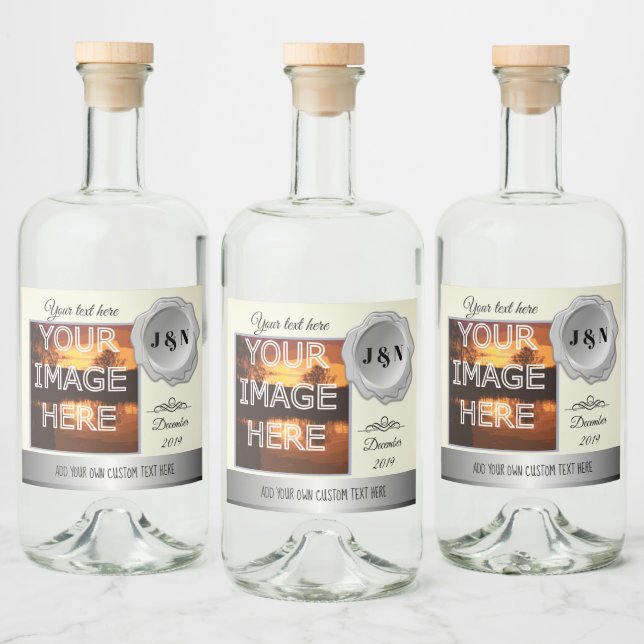 Étiquettes Pour Bouteilles De Liqueur Photo personnalisée Gin (Bouteilles)