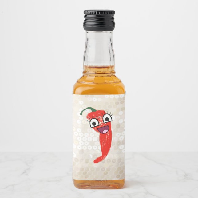 Étiquettes Pour Bouteilles De Liqueur Poivron chaud amusant (Devant)