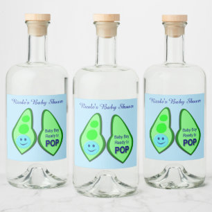 Étiquettes Pour Bouteilles De Liqueur Prêt à faire Pop Baby Boy Blue Pea Baby shower Per