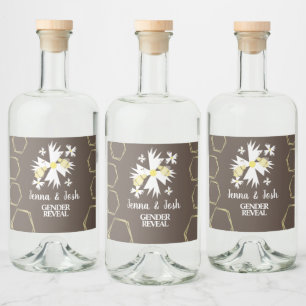 Étiquettes Pour Bouteilles De Liqueur Pretty Bee Florale Botanique Fleur Jaune Blanche M