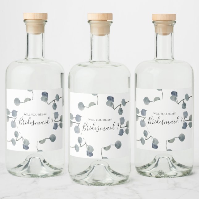 Étiquettes Pour Bouteilles De Liqueur Proposition d'Eucalyptus Green Bridesmaid (Bouteilles)