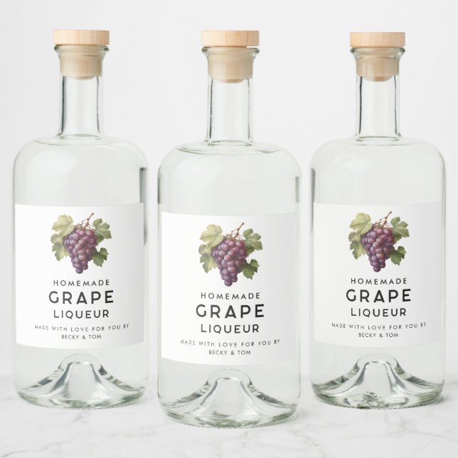 Étiquettes Pour Bouteilles De Liqueur Recette maison de liqueur de raisin modifiable (Bouteilles)