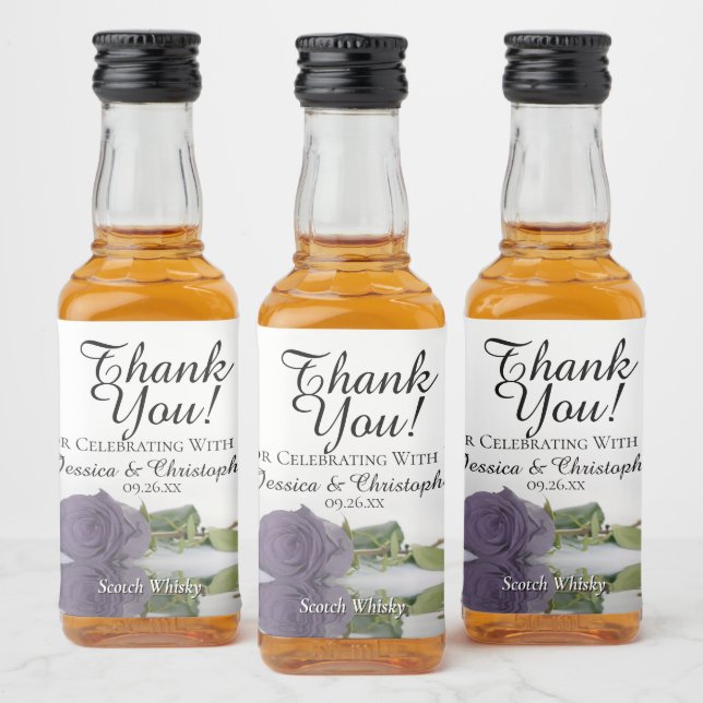 Étiquettes Pour Bouteilles De Liqueur Romantique Dusty violet Rose Merci Mini (Bouteilles)
