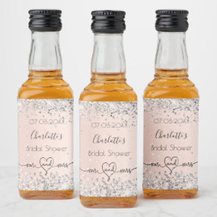Étiquettes Pour Bouteilles De Liqueur Rose gold et argent pour mariage