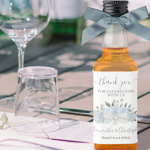 Étiquettes Pour Bouteilles De Liqueur Rustique bleu bleu floral Mariage Mini Merci