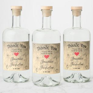 Étiquettes Pour Bouteilles De Liqueur Rustique Chic Mariage Merci Noms Personnalisés