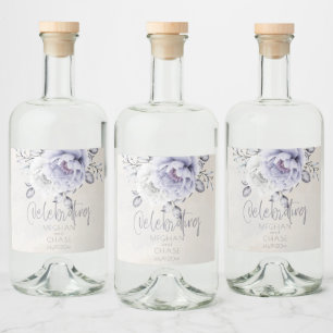 Étiquettes Pour Bouteilles De Liqueur Rustique Lilac et Albâtre Peony Floral