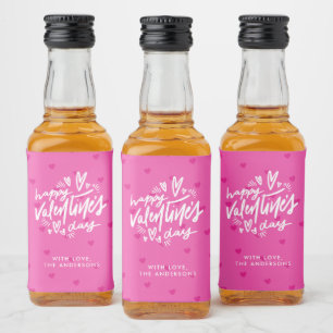 Étiquettes Pour Bouteilles De Liqueur Saint Valentin Coeurs roses chauds