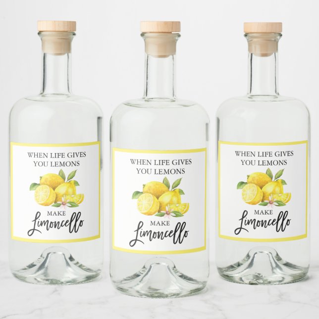 Étiquettes Pour Bouteilles De Liqueur Script de brosse moderne Limoncello Lemons (Bouteilles)
