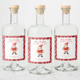 Étiquettes Pour Bouteilles De Liqueur Simple Santa Clause Rouge Noël