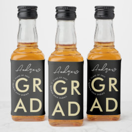 Étiquettes Pour Bouteilles De Liqueur Soirée de graduation noire moderne et élégante