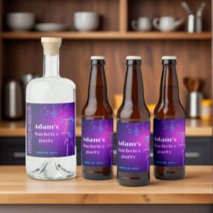 Étiquettes Pour Bouteilles De Liqueur Soirée Karaoke néon personnalisée enterrement de v