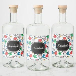 Étiquettes Pour Bouteilles De Liqueur Tatouage de la vieille école