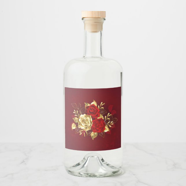 Étiquettes Pour Bouteilles De Liqueur Trois Roses de bijoux (Devant)