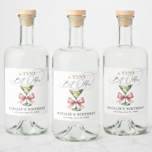 Étiquettes Pour Bouteilles De Liqueur Un Tini Un Peu Plus Ancien Martini Rose Bow Annive