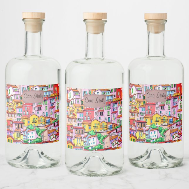 Étiquettes Pour Bouteilles De Liqueur Vibrant façade italienne (Bouteilles)