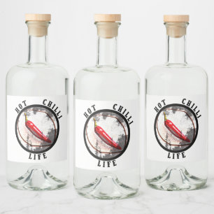 Étiquettes Pour Bouteilles De Liqueur Vie chili chaude