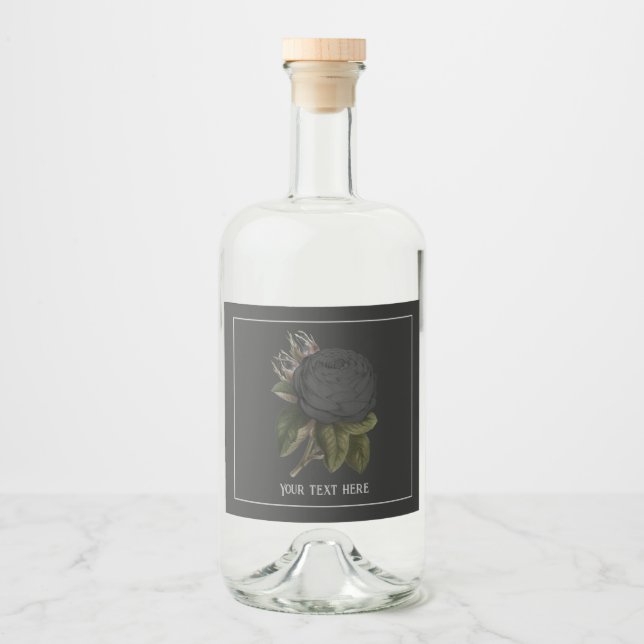 Étiquettes Pour Bouteilles De Liqueur Vintage gothique noir Roses personnalisés (Devant)