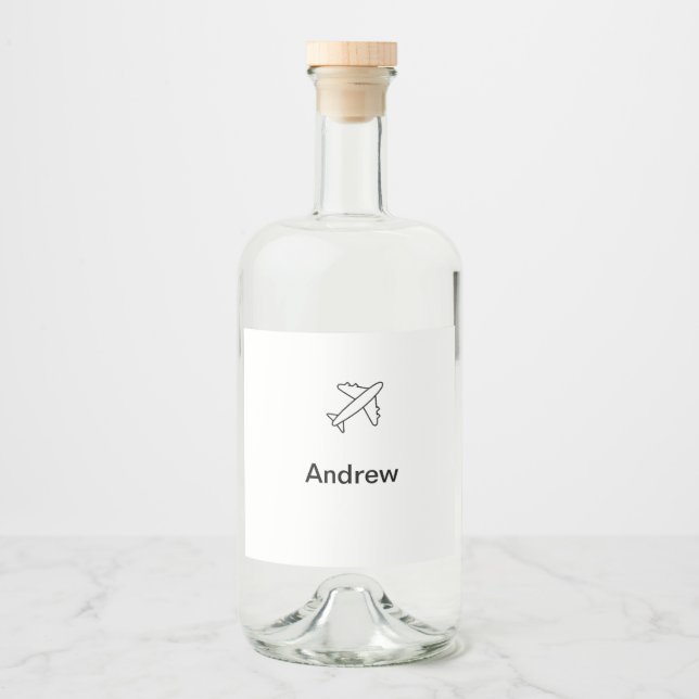 Étiquettes Pour Bouteilles De Liqueur Voyage d'avion minimal simple ajouter votre nom pl (Devant)