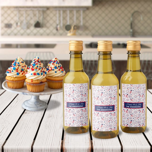Étiquettes Pour Bouteilles De Vin 4 juillet Fête de l'Indépendance BBQ (Créateur téléchargé)