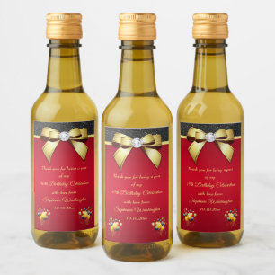 Étiquettes Pour Bouteilles De Vin Anniversaire de l'élégance flamboyante et romant