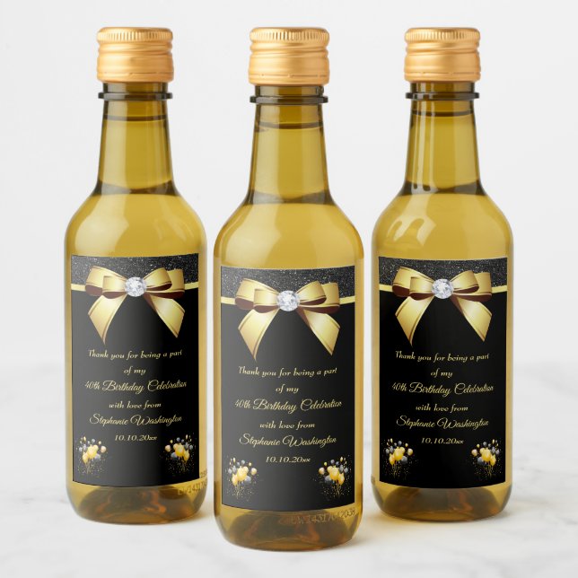 Étiquettes Pour Bouteilles De Vin Anniversaire de l'élégance glamour (Bouteilles)