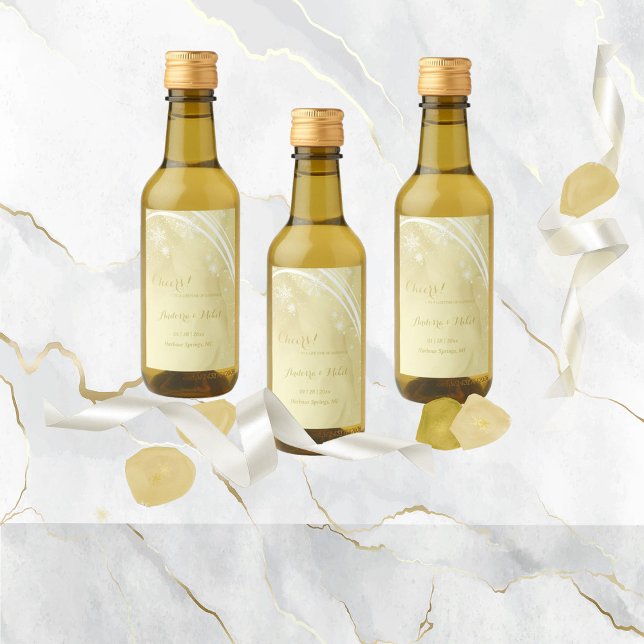 Étiquettes Pour Bouteilles De Vin Aquarelle Noelle Gold Mini (Créateur téléchargé)