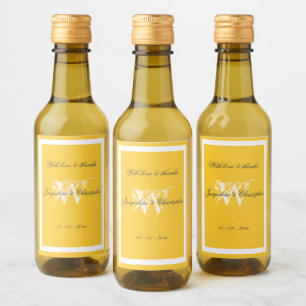 Étiquettes Pour Bouteilles De Vin Avec amour et remerciements Sunny Yellow Mini