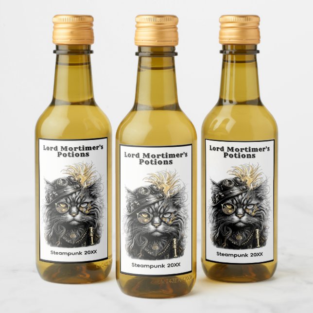 Étiquettes Pour Bouteilles De Vin Awesome Steampunk Cat Gifts  (Bouteilles)