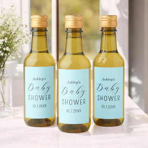 Étiquettes Pour Bouteilles De Vin Baby shower Garçon Bleu Élégant