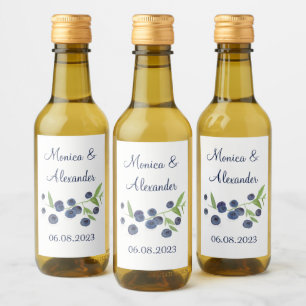 Étiquettes Pour Bouteilles De Vin Blueberries Fruits bleuets Mariage d'été