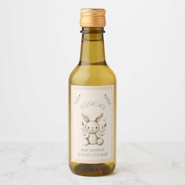 Étiquettes Pour Bouteilles De Vin ~Boho Bunny Baby shower neutre (Devant)