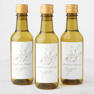 Étiquettes Pour Bouteilles De Vin Bouquet délicat fleur sauvage Baptême