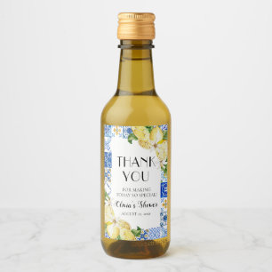 Étiquettes Pour Bouteilles De Vin Carrelage bleu Citron Fête des mariées Vin Bouteil