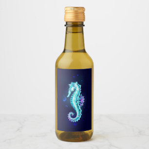 Étiquettes Pour Bouteilles De Vin Cheval de mer de glace cristal sur Arrière - plan 