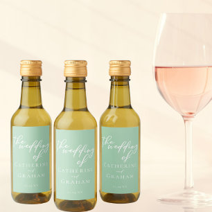 Étiquettes Pour Bouteilles De Vin Chic Monnaie Vert Mariage Blanc Personnalisé Mini