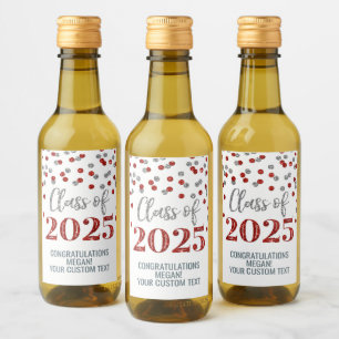 Étiquettes Pour Bouteilles De Vin Classe de Parties scintillant rouge argent de 2025