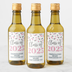 Étiquettes Pour Bouteilles De Vin Classe de Parties scintillant Silver Pink de 2025 