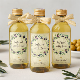 Étiquettes Pour Bouteilles De Vin Couronne de mariage à l'huile d'olive infusée d'am
